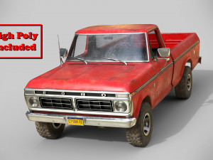 f100 1976 old red 3D Model