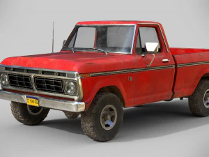 f100 1976 old red 3D Model