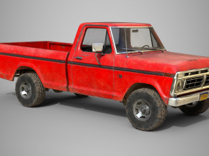 f100 1976 old red Modèle 3D