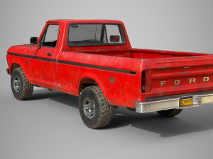 f100 1976 old red Modèle 3D