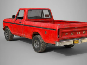 f100 1976 old red 3D Model