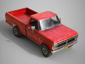 f100 1976 old red Modèle 3D