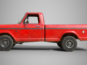 f100 1976 old red Modèle 3D