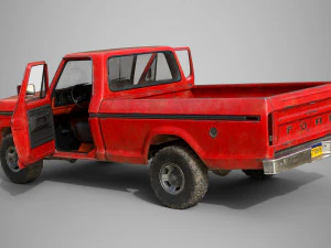 f100 1976 old red 3D Model
