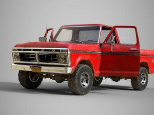 f100 1976 old red Modèle 3D