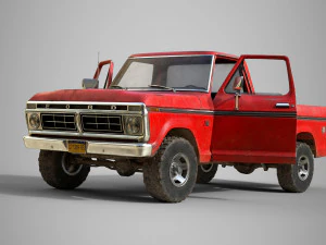 f100 1976 old red 3D Model