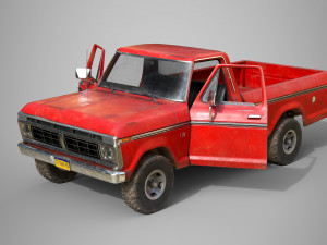 f100 1976 old red Modèle 3D