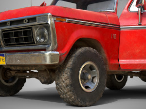 f100 1976 old red Modèle 3D