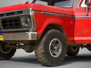 f100 1976 old red 3D Model