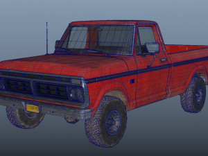 f100 1976 old red Modèle 3D