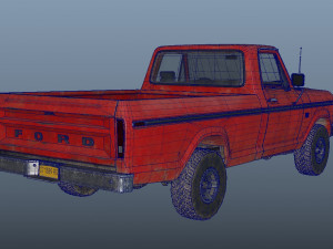 f100 1976 old red Modèle 3D