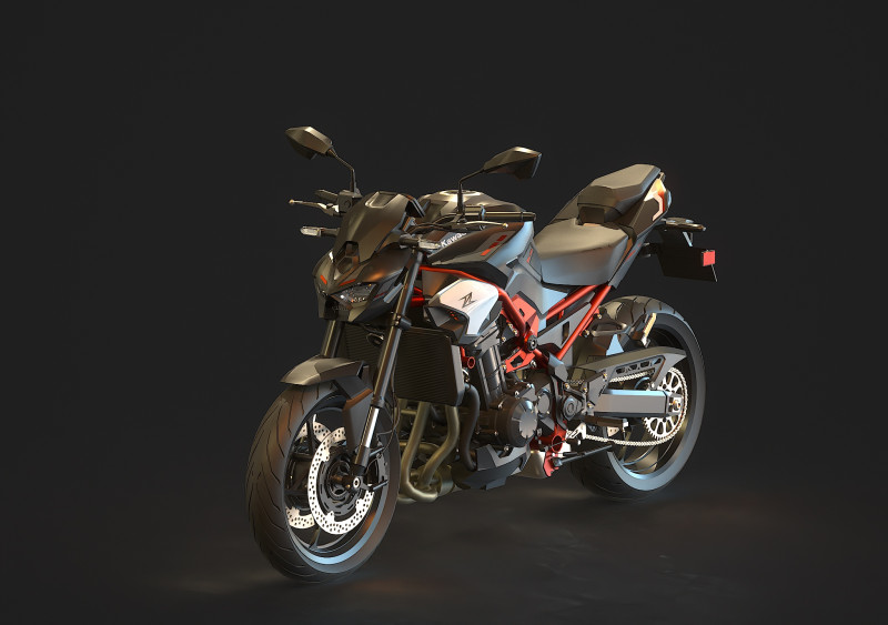 Base model Kawasaki Z900 2025 Model 3D .c4d .max .obj .3ds .fbx .stl .blend
