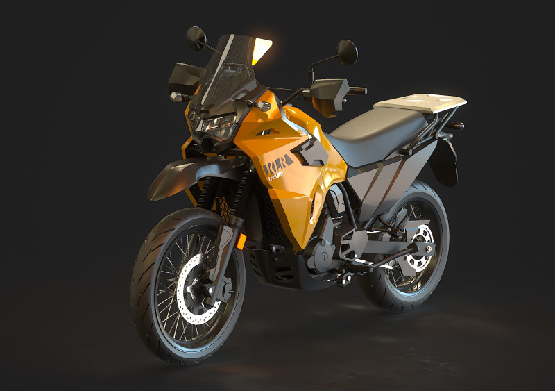 Base model Kawasaki KLR 650 2023 Modelo 3D .c4d .max .obj .3ds .fbx .stl .blend