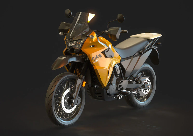 Base model Kawasaki KLR 650 2023 3D Model .c4d .max .obj .3ds .fbx .stl .blend 