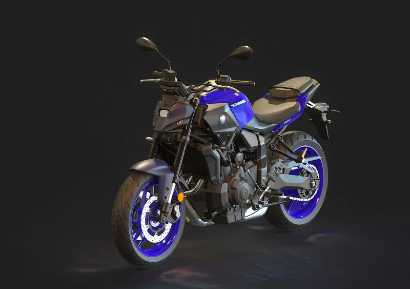 Base model Yamaha MT 07 2025 3D Model .c4d .max .obj .3ds .fbx .stl .blend 