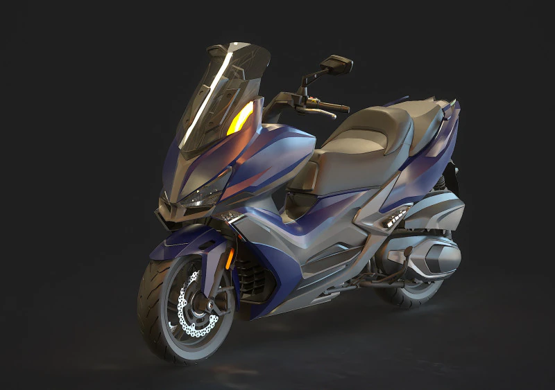 Base model Kymco Xciting 400 2020 3D Model .c4d .max .obj .3ds .fbx .stl .blend 