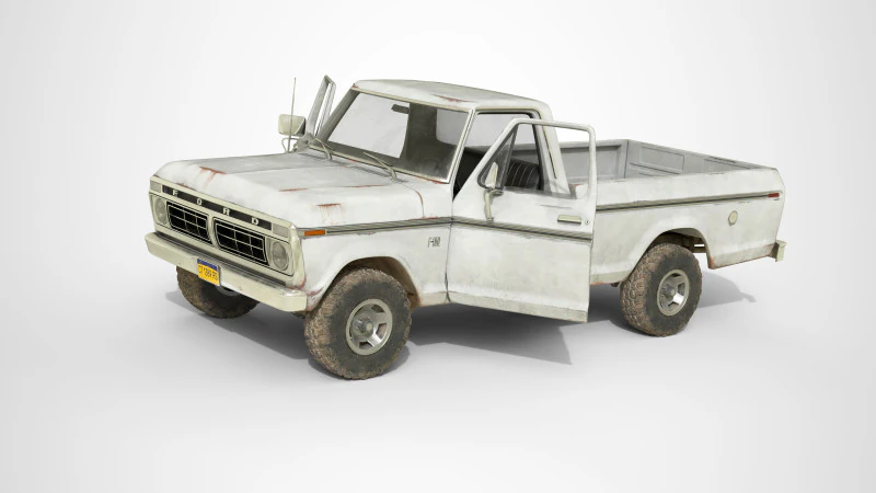 F Classic F100 pickup 1976 Old White 3D Model .c4d .max .obj .3ds .fbx .stl .blend 