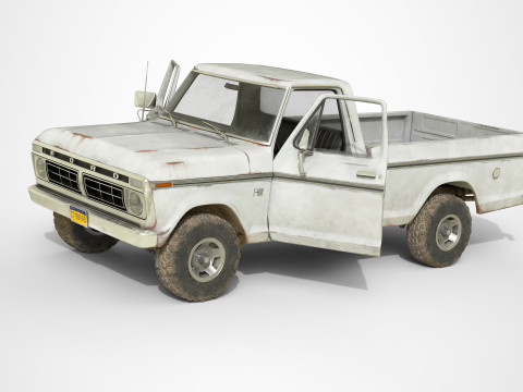 Classic pickup 1976 Old White Modèle 3D