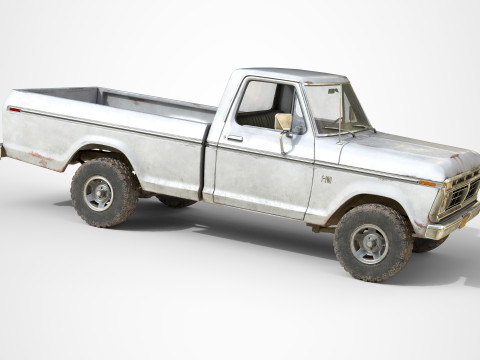Classic pickup 1976 Old White Modèle 3D