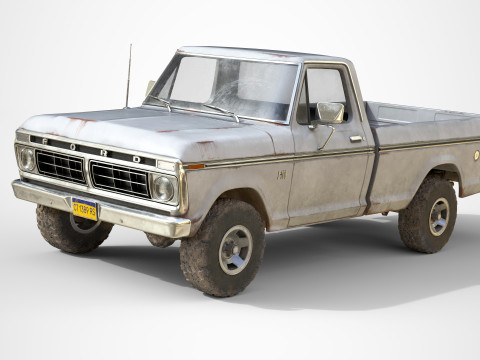 Classic pickup 1976 Old White Modèle 3D