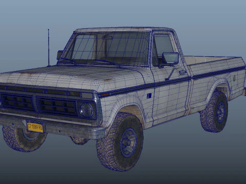 F Classic F100 pickup 1976 Old White 3D Model