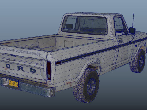 Classic pickup 1976 Old White Modèle 3D