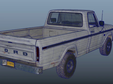 F Classic F100 pickup 1976 Old White 3D Model