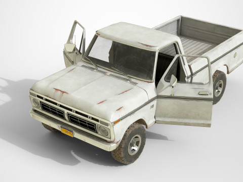 Classic pickup 1976 Old White Modèle 3D