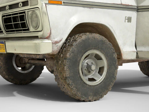 F Classic F100 pickup 1976 Old White 3D Model