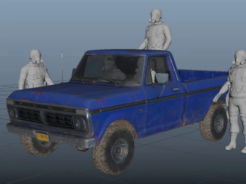 F Classic F100 pickup 1976 Old White 3D Model