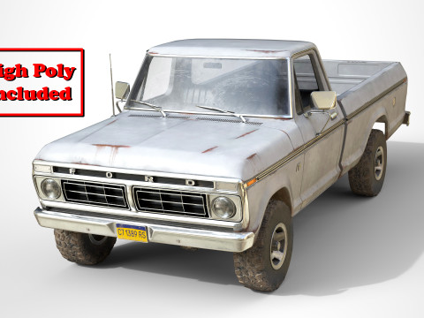 Classic pickup 1976 Old White Modèle 3D