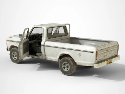 F Classic F100 pickup 1976 Old White 3D Model