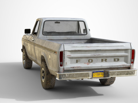 Classic pickup 1976 Old White Modèle 3D
