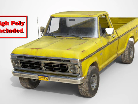 F Classic F100 pickup 1976 Old Yellow 3D Model