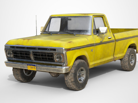Classic pickup 1976 Old Yellow Model 3D
