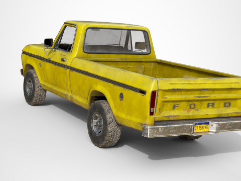 Classic pickup 1976 Old Yellow Model 3D