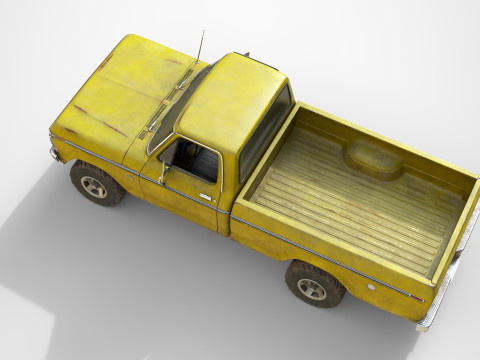 Classic pickup 1976 Old Yellow Model 3D