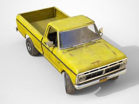 Classic pickup 1976 Old Yellow Model 3D
