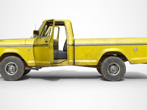 Classic pickup 1976 Old Yellow Model 3D