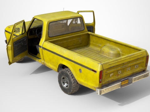 Classic pickup 1976 Old Yellow Model 3D