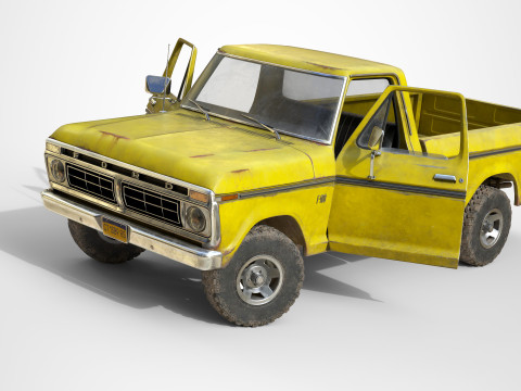 Classic pickup 1976 Old Yellow Model 3D