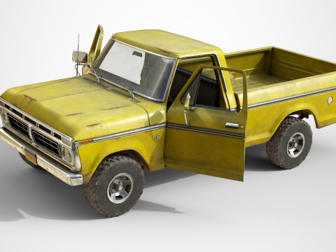 Classic pickup 1976 Old Yellow Model 3D