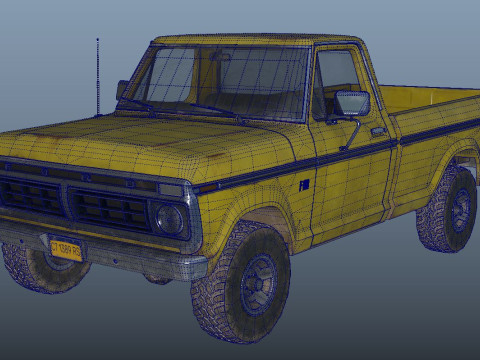 Classic pickup 1976 Old Yellow Model 3D