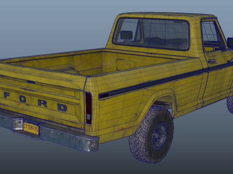 Classic pickup 1976 Old Yellow Model 3D