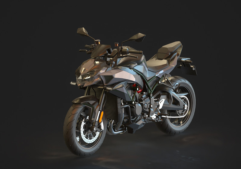 Base model Kawasaki Z H2 2021 3D-Modell .c4d .max .obj .3ds .fbx .stl .blend