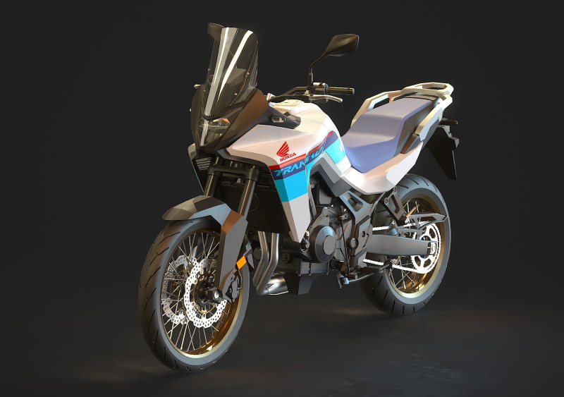 Base model Honda Transalp 750 2023 3D मॉडल .c4d .max .obj .3ds .fbx .stl .blend