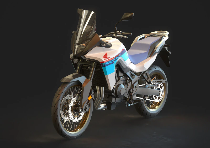 Base model Honda Transalp 750 2023 3D Model .c4d .max .obj .3ds .fbx .stl .blend 