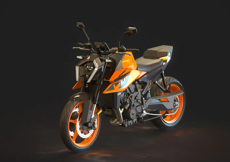 Base model KTM 990 Duke 2024 3D Model .c4d .max .obj .3ds .fbx .stl .blend