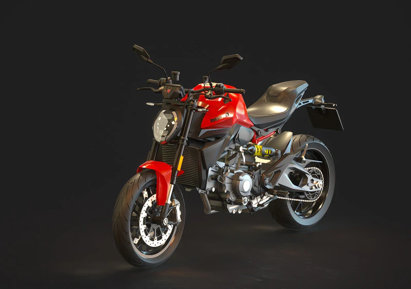 Base model Ducati Monster 890 2026 3D Model .c4d .max .obj .3ds .fbx .stl .blend 