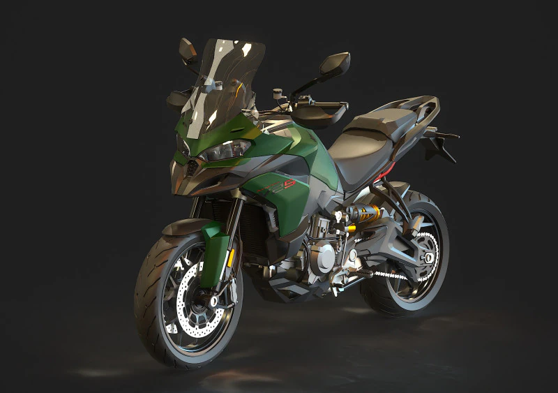 Base model Ducati Multistrada V2 2026 3D Model .c4d .max .obj .3ds .fbx .stl .blend 